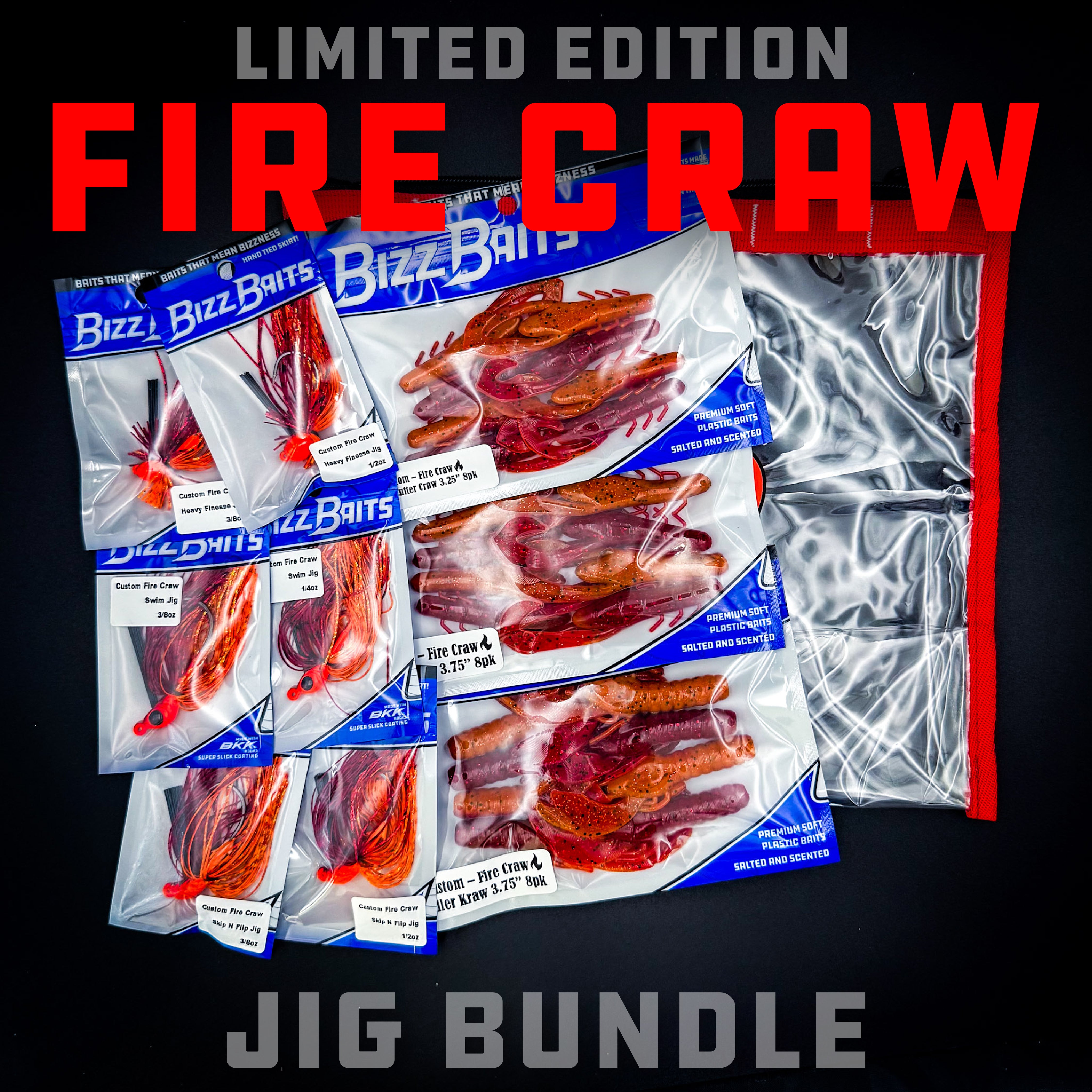 Exclusive - Fire Craw Jig Bundle & MATCHING Trailers and FREE Bait Bag!